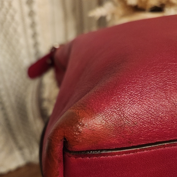 COACH Legacy Duffle Red Leather Shoulder Crossbody Tassel Purse Bag 19889 - Picture 8 of 10